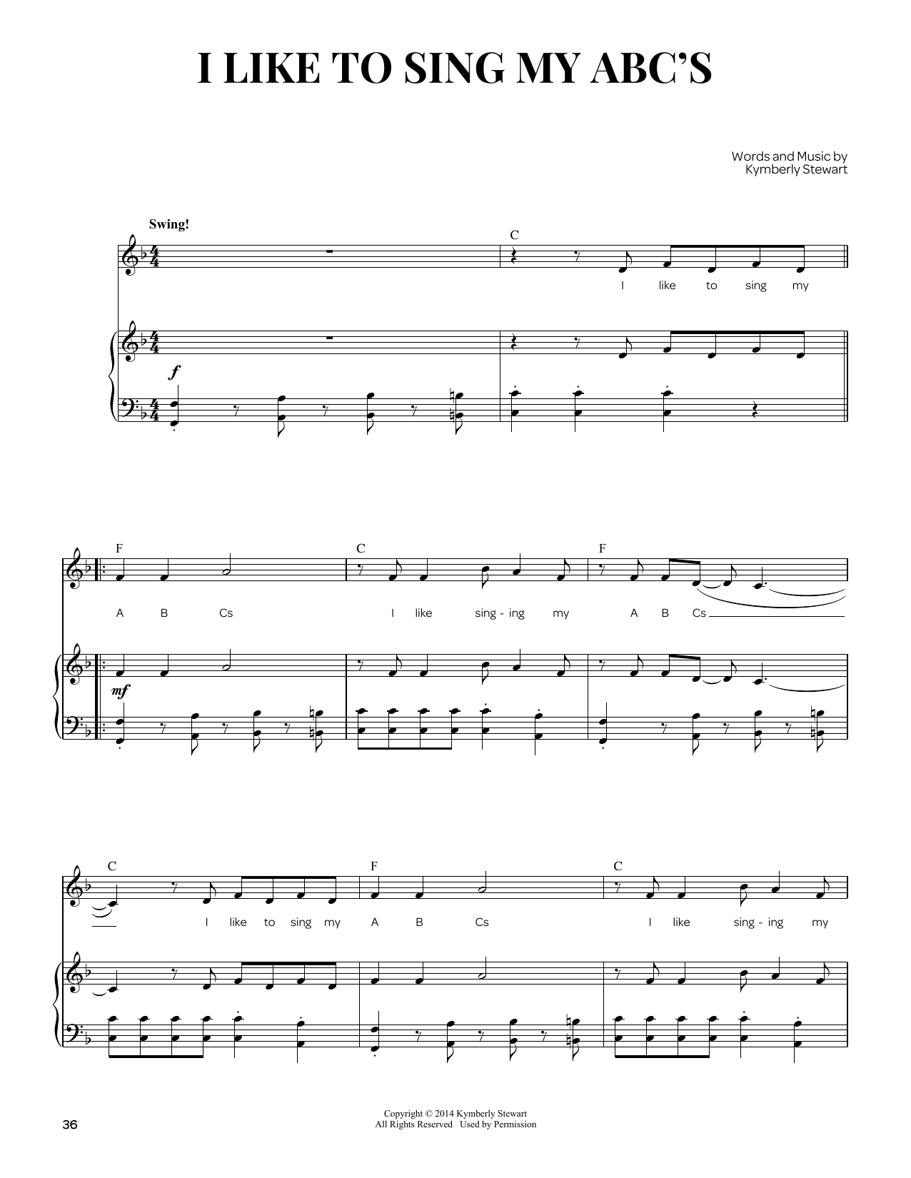 Kymberly Stewart I Like To Sing My ABC's sheet music notes and chords arranged for Piano & Vocal