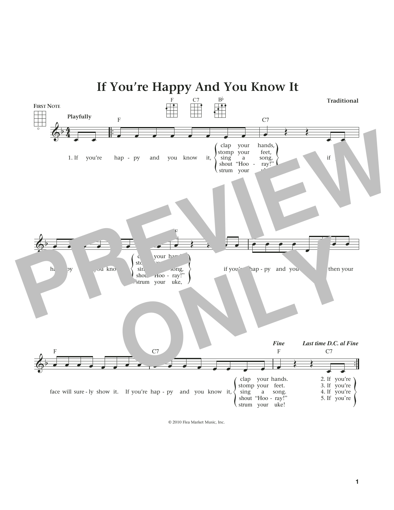 L. Smith If You're Happy And You Know It (from The Daily Ukulele) (arr. Liz and Jim Beloff) sheet music notes and chords arranged for Ukulele