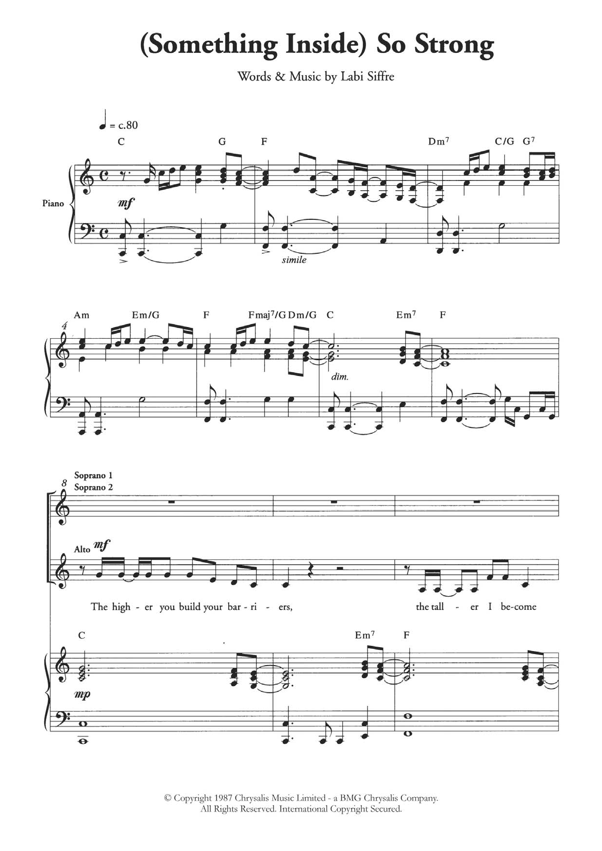 Labi Siffre (Something Inside) So Strong (Arr. Berty Rice) sheet music notes and chords arranged for Choir