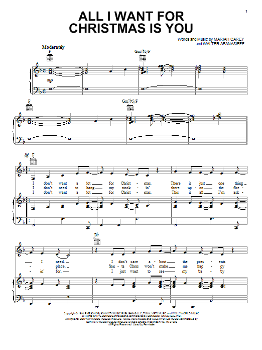 Lady A All I Want For Christmas Is You sheet music notes and chords arranged for Piano, Vocal & Guitar Chords (Right-Hand Melody)