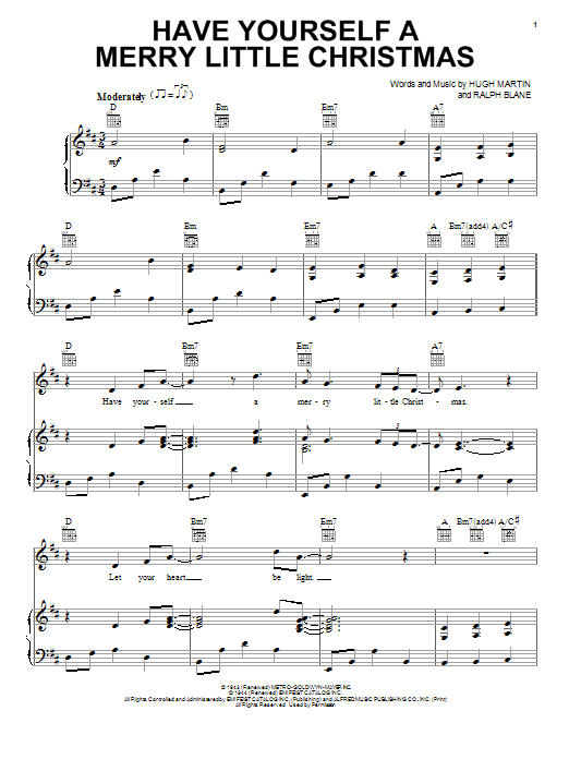 Lady A Have Yourself A Merry Little Christmas sheet music notes and chords arranged for Piano, Vocal & Guitar Chords (Right-Hand Melody)