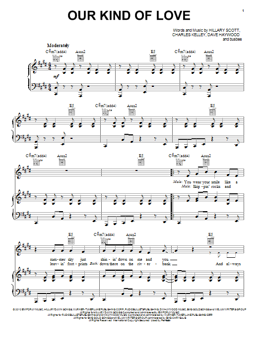 Lady A Our Kind Of Love sheet music notes and chords arranged for Piano, Vocal & Guitar Chords (Right-Hand Melody)