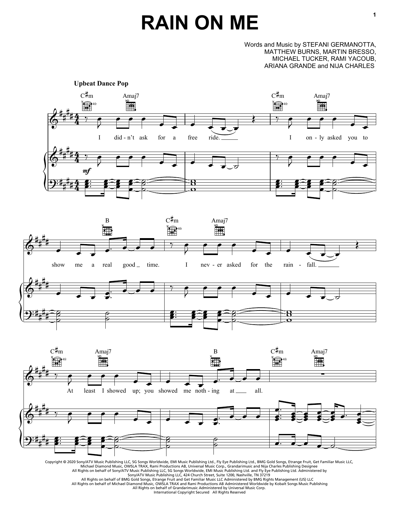 Lady Gaga & Ariana Grande Rain On Me sheet music notes and chords arranged for Easy Guitar Tab