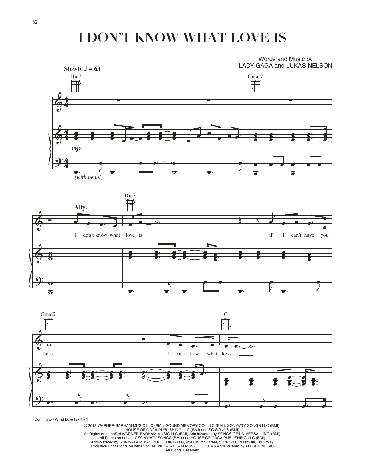 Lady Gaga & Bradley Cooper I Don't Know What Love Is (from A Star Is Born) sheet music notes and chords arranged for Piano, Vocal & Guitar Chords (Right-Hand Melody)