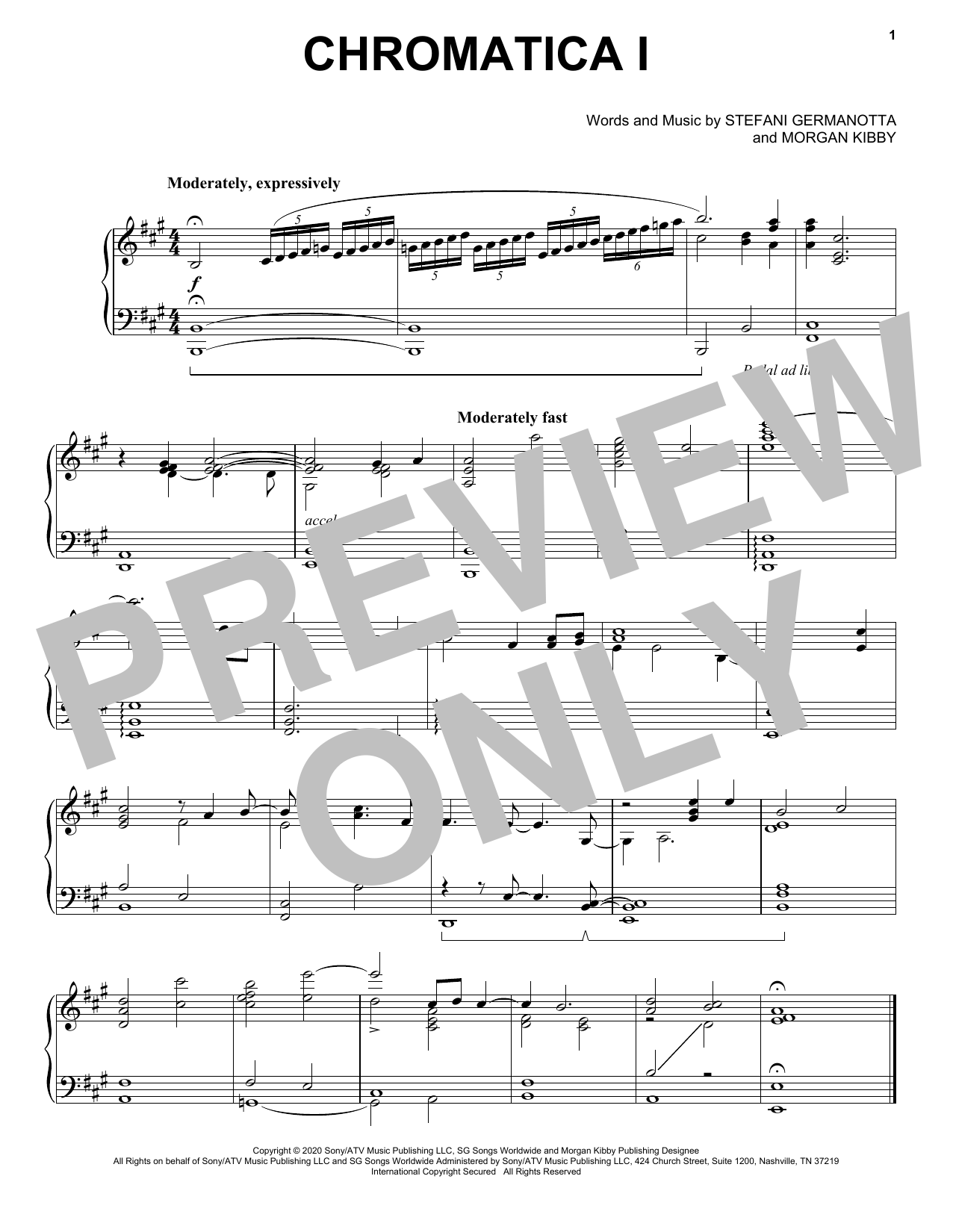 Lady Gaga Chromatica I sheet music notes and chords arranged for Piano, Vocal & Guitar Chords (Right-Hand Melody)