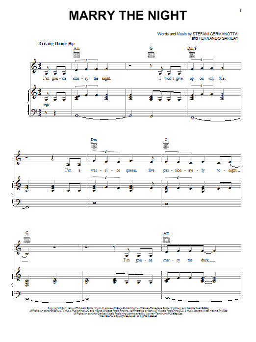 Lady Gaga Marry The Night sheet music notes and chords arranged for Beginner Piano