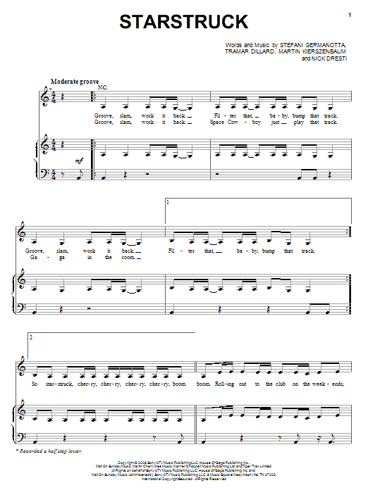 Lady Gaga Starstruck sheet music notes and chords arranged for Pro Vocal