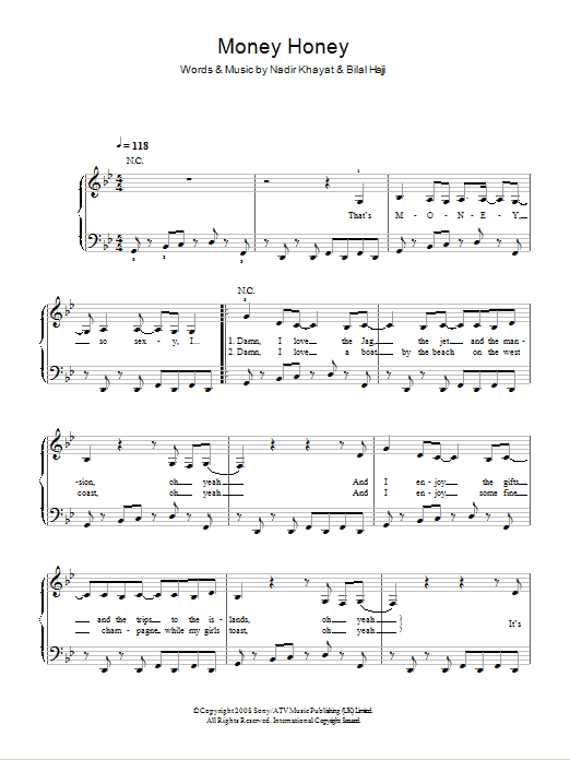 Lady Gaga Money Honey sheet music notes and chords arranged for Easy Piano