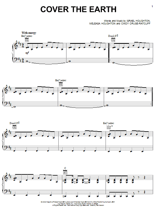 Israel Houghton Cover The Earth sheet music notes and chords arranged for Piano, Vocal & Guitar Chords (Right-Hand Melody)