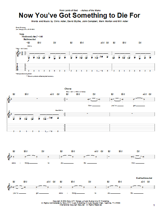 Lamb Of God Now You've Got Something To Die For sheet music notes and chords arranged for Guitar Tab
