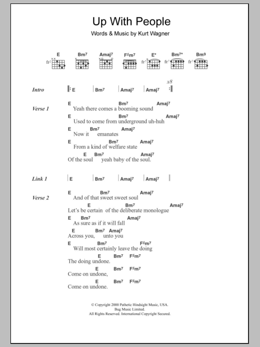 Lambchop Up With People sheet music notes and chords arranged for Guitar Chords/Lyrics