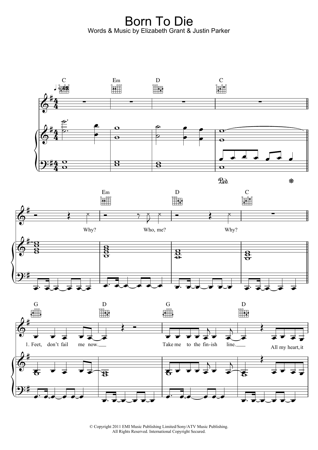 Lana Del Rey Born To Die sheet music notes and chords arranged for Violin Solo