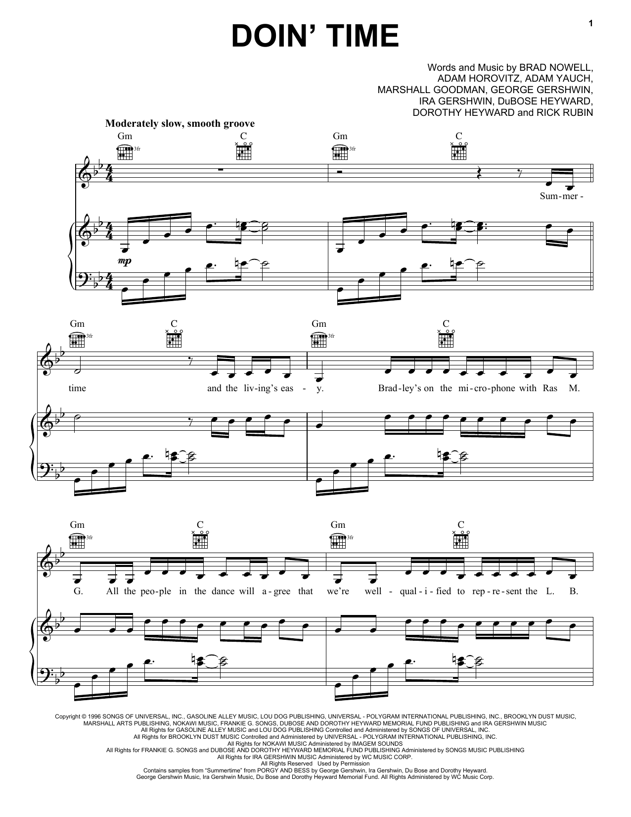 Lana Del Rey Doin' Time sheet music notes and chords arranged for Piano, Vocal & Guitar Chords (Right-Hand Melody)