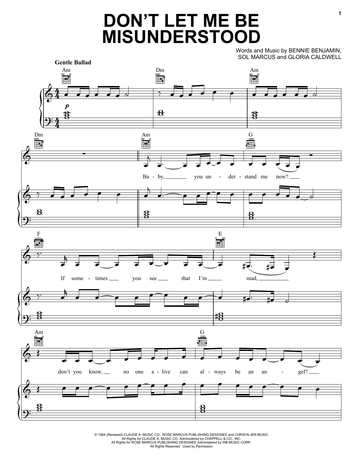 Lana Del Rey Don't Let Me Be Misunderstood sheet music notes and chords arranged for Piano, Vocal & Guitar Chords (Right-Hand Melody)