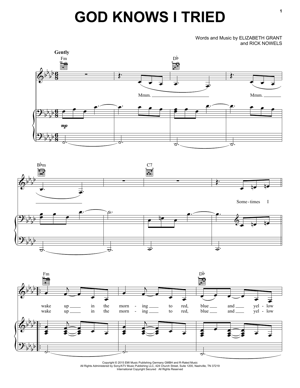 Lana Del Rey God Knows I Tried sheet music notes and chords arranged for Piano, Vocal & Guitar Chords (Right-Hand Melody)