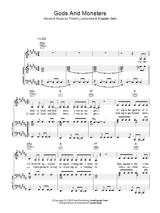 Lana Del Rey Gods And Monsters sheet music notes and chords arranged for Piano, Vocal & Guitar Chords