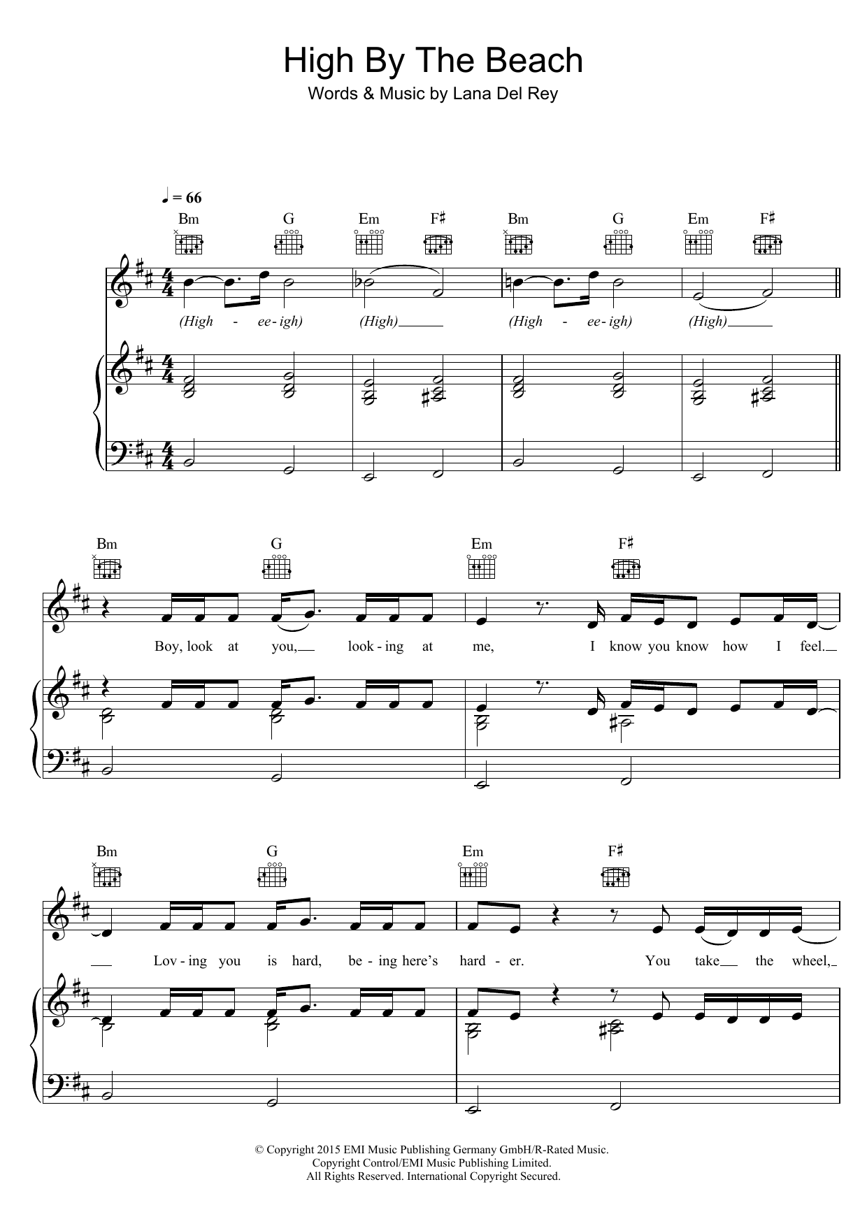Lana Del Rey High By The Beach sheet music notes and chords arranged for Guitar Chords/Lyrics