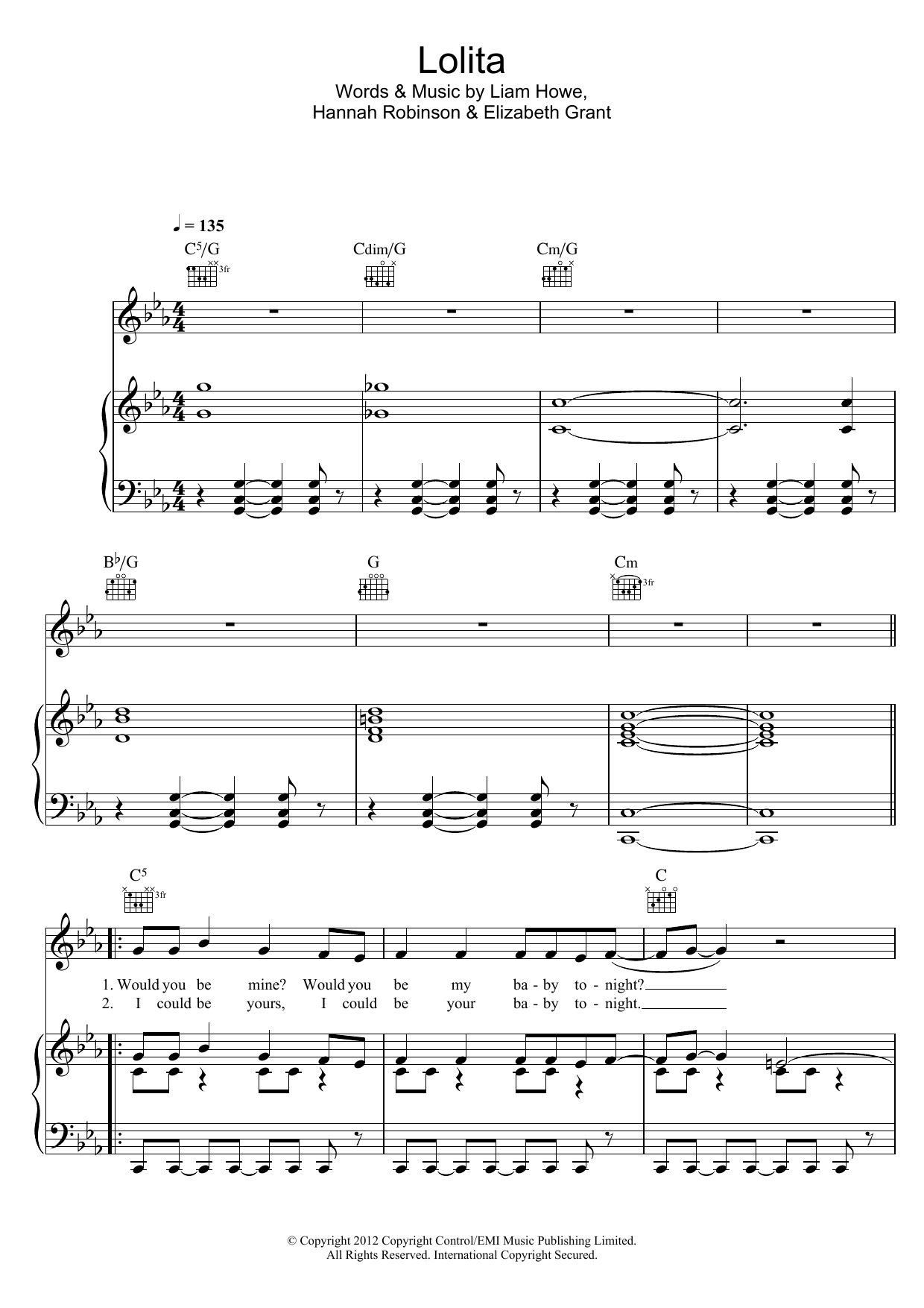 Lana Del Rey Lolita sheet music notes and chords arranged for Piano, Vocal & Guitar Chords