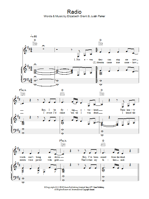 Lana Del Rey Radio sheet music notes and chords arranged for Piano, Vocal & Guitar Chords