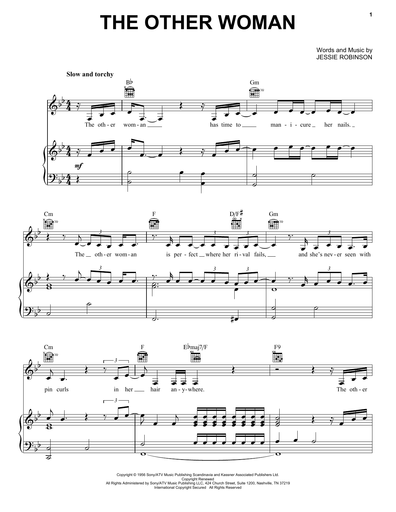 Lana Del Rey The Other Woman sheet music notes and chords arranged for Piano, Vocal & Guitar Chords (Right-Hand Melody)