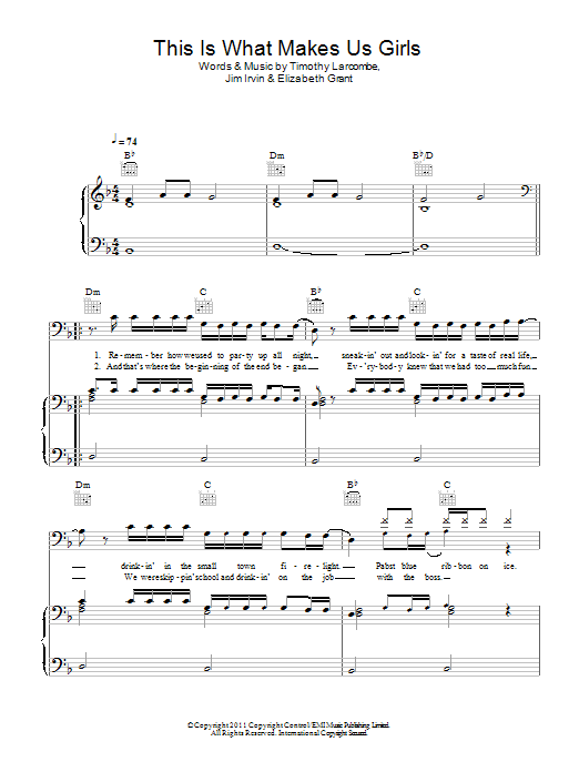 Lana Del Rey This Is What Makes Us Girls sheet music notes and chords arranged for Piano, Vocal & Guitar Chords