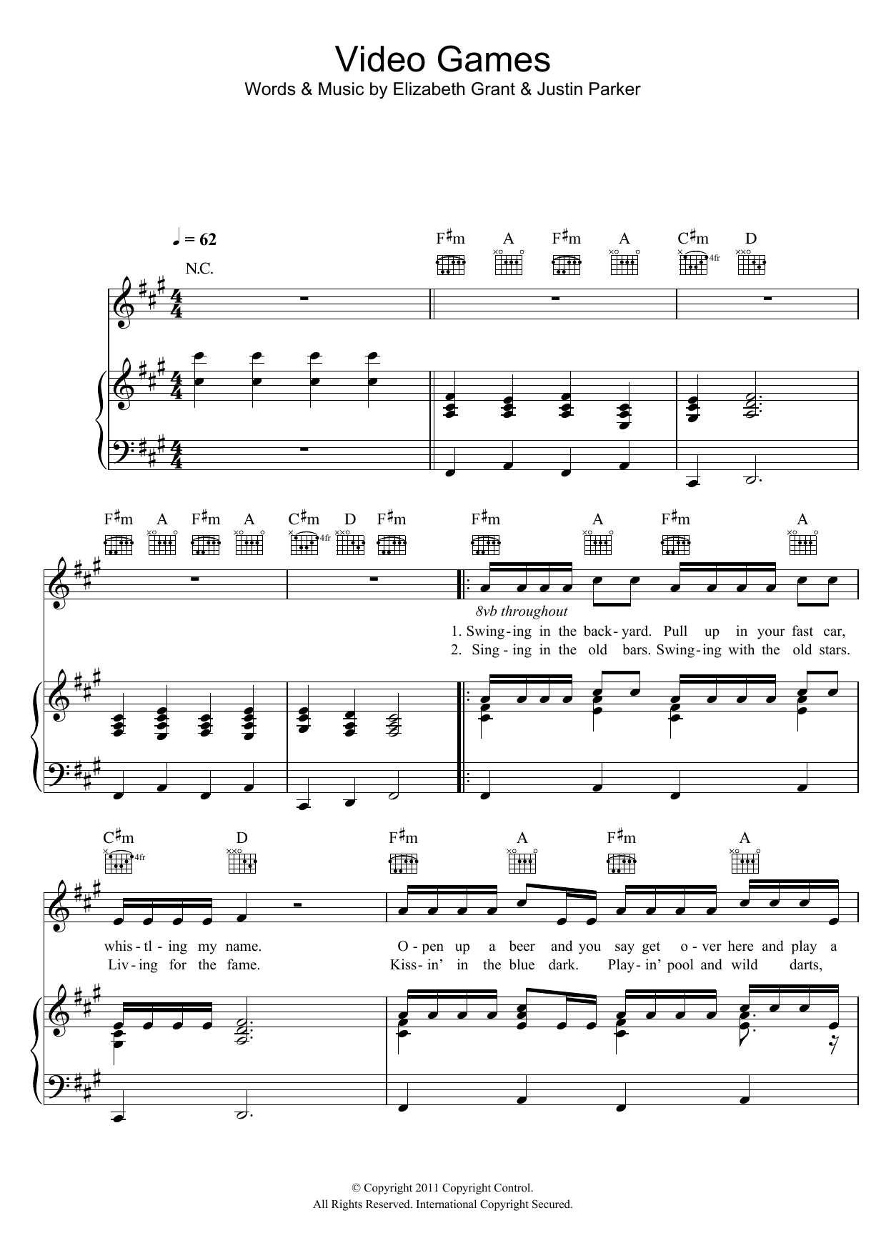 Lana Del Rey Video Games sheet music notes and chords arranged for Ukulele