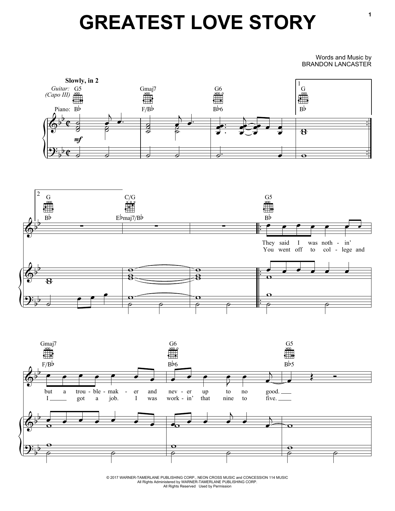 LANco Greatest Love Story sheet music notes and chords arranged for Easy Guitar Tab