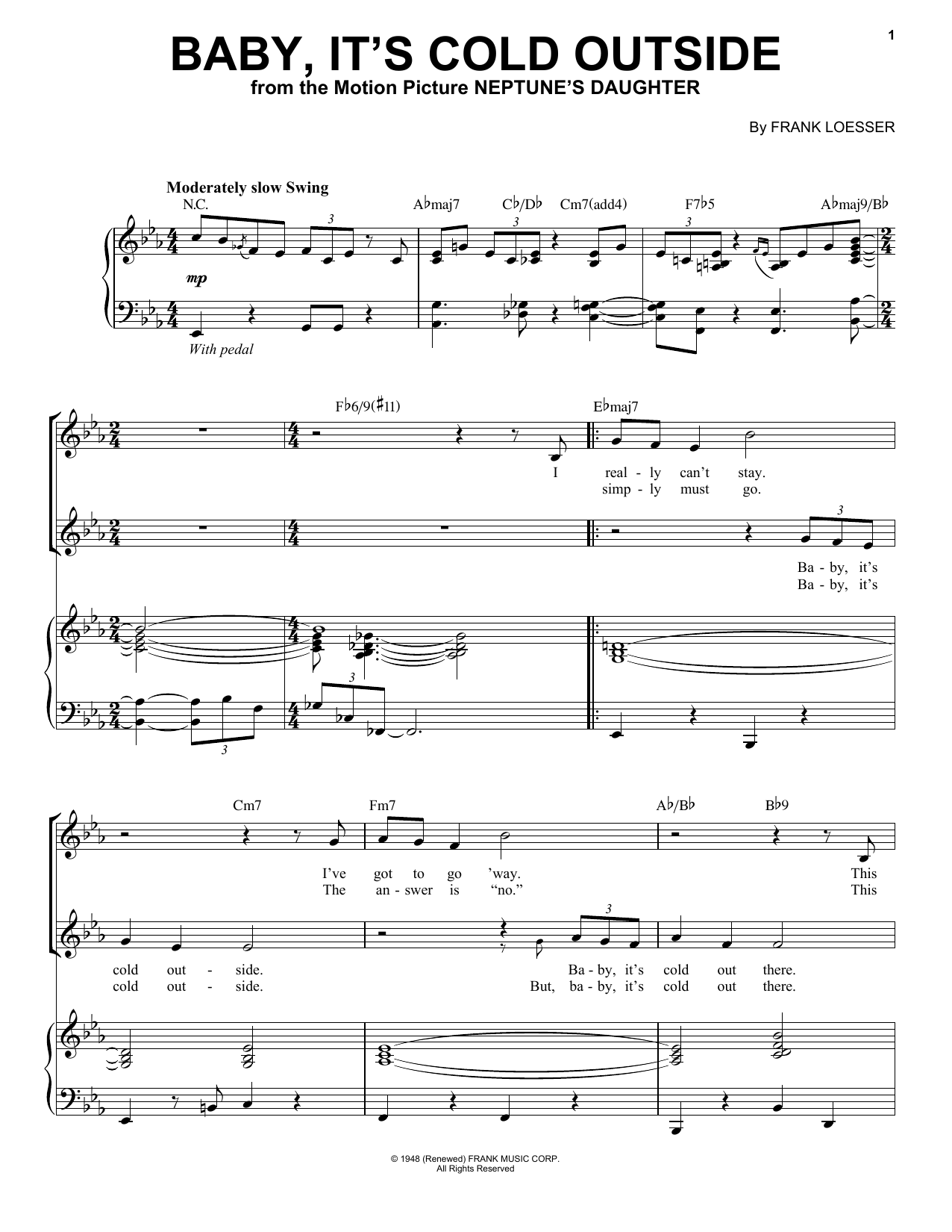 Landau Eugene Murphy, Jr. Baby, It's Cold Outside sheet music notes and chords arranged for Piano, Vocal & Guitar Chords (Right-Hand Melody)