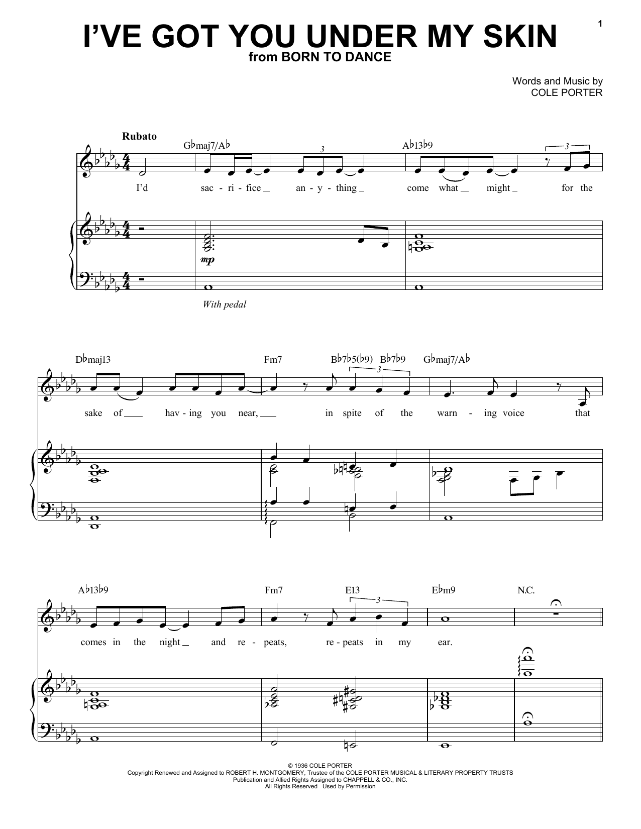 Landau Eugene Murphy, Jr. I've Got You Under My Skin sheet music notes and chords arranged for Piano, Vocal & Guitar Chords (Right-Hand Melody)