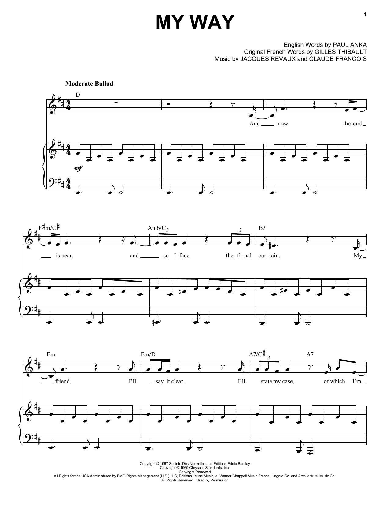 Landau Eugene Murphy, Jr. My Way sheet music notes and chords arranged for Piano, Vocal & Guitar Chords (Right-Hand Melody)