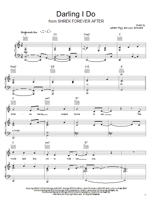 Landon Pigg & Lucy Schwartz Darling I Do sheet music notes and chords arranged for Piano, Vocal & Guitar Chords (Right-Hand Melody)