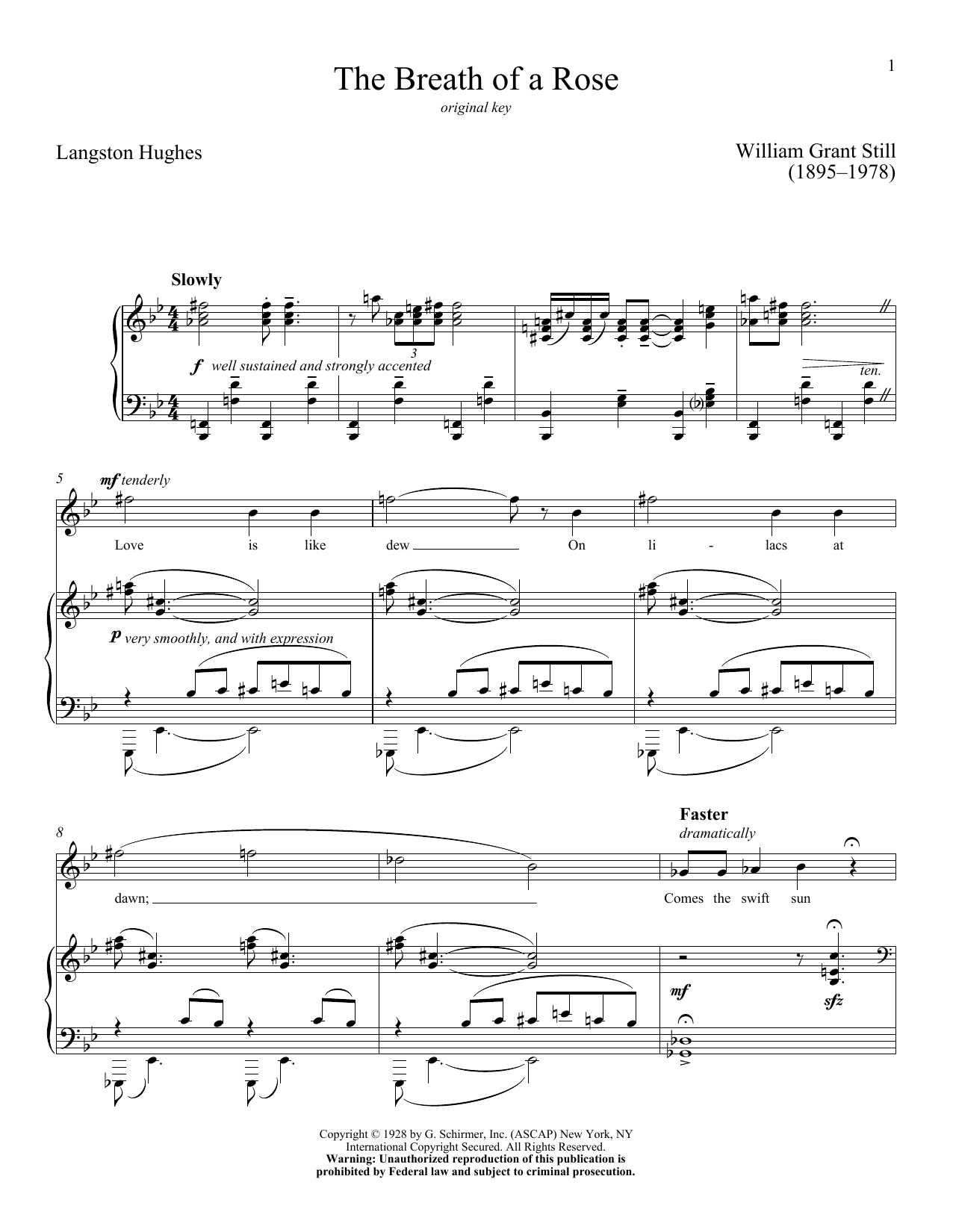 Langston Hughes The Breath Of A Rose sheet music notes and chords arranged for Piano & Vocal