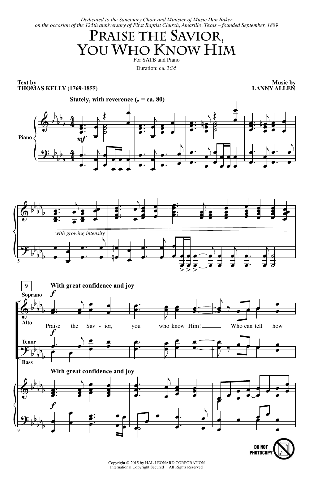 Lanny Allen Praise The Savior, You Who Know Him sheet music notes and chords arranged for SATB Choir