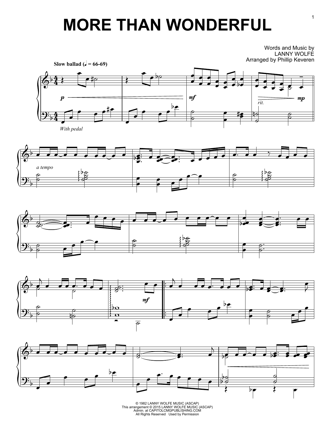 Lanny Wolfe More Than Wonderful (arr. Phillip Keveren) sheet music notes and chords arranged for Piano Solo