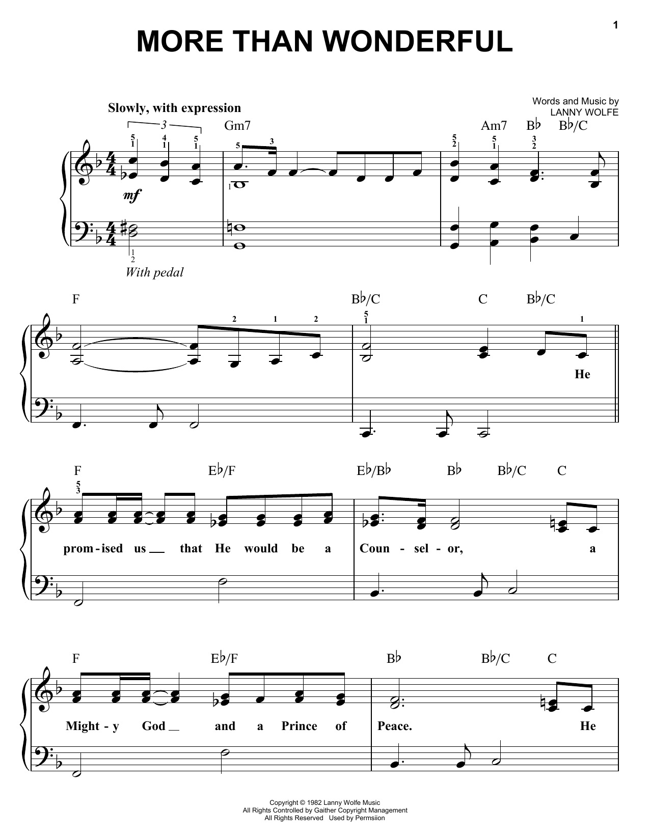 Lanny Wolfe More Than Wonderful sheet music notes and chords arranged for Easy Guitar