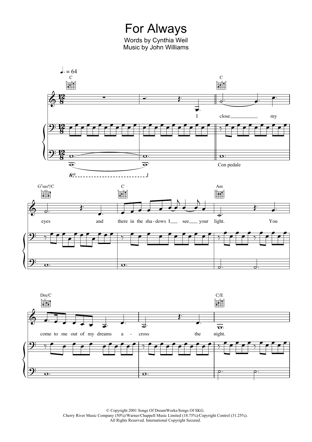 Lara Fabian For Always sheet music notes and chords arranged for Piano, Vocal & Guitar Chords