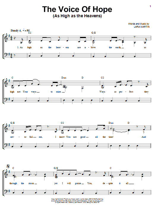 Lara Martin As High As The Heavens sheet music notes and chords arranged for Piano, Vocal & Guitar Chords (Right-Hand Melody)