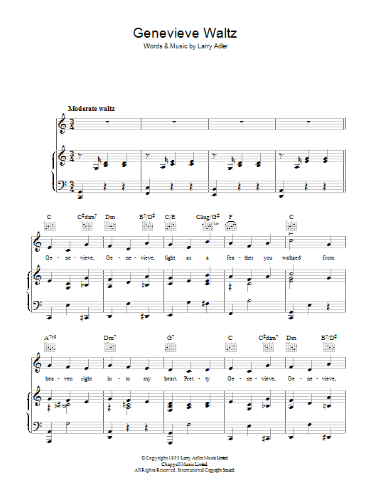 Larry Adler Genevieve Waltz sheet music notes and chords arranged for Piano, Vocal & Guitar Chords