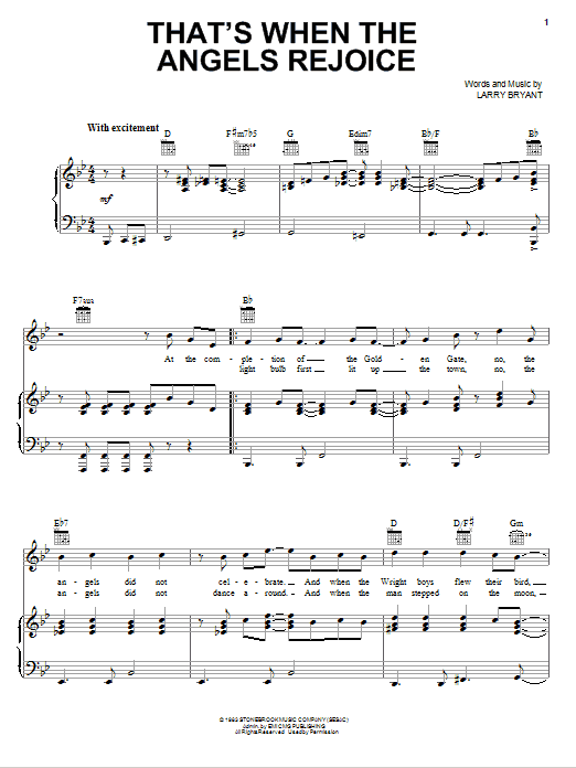 Larry Bryant That's When The Angels Rejoice sheet music notes and chords arranged for Piano, Vocal & Guitar Chords (Right-Hand Melody)