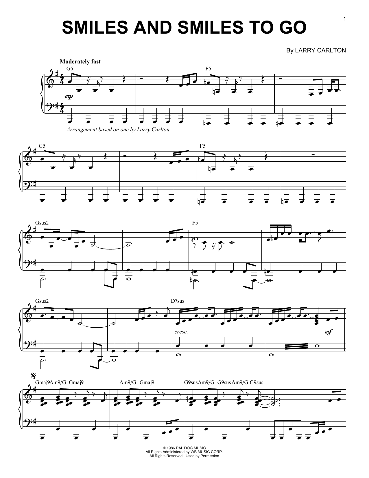 Larry Carlton Smiles And Smiles To Go sheet music notes and chords arranged for Guitar Tab (Single Guitar)