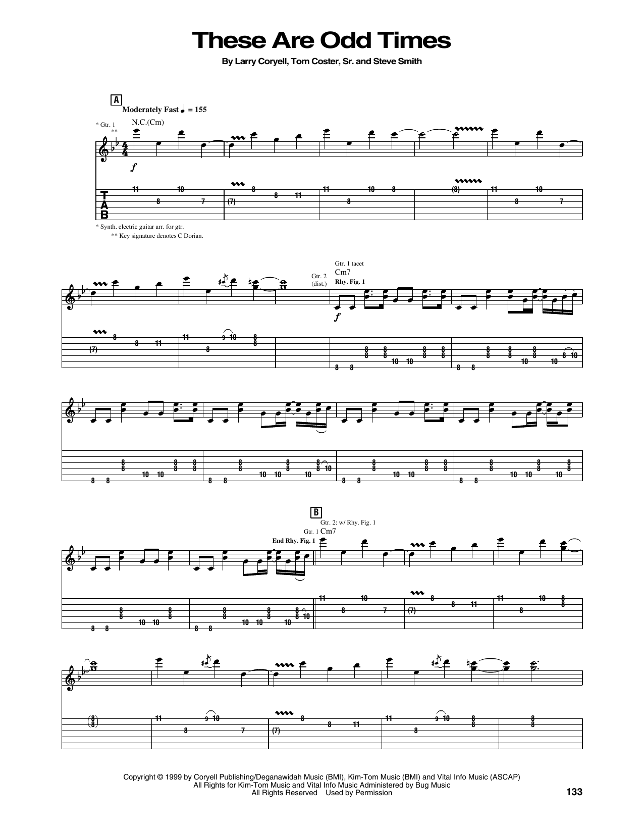 Larry Coryell These Are Odd Times sheet music notes and chords arranged for Guitar Tab