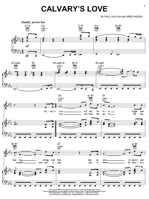 Larry Hagan Calvary's Love sheet music notes and chords arranged for Piano, Vocal & Guitar Chords (Right-Hand Melody)