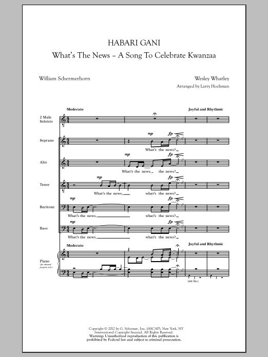 Larry Hochman Habari Gani (What's The News) sheet music notes and chords arranged for SATB Choir