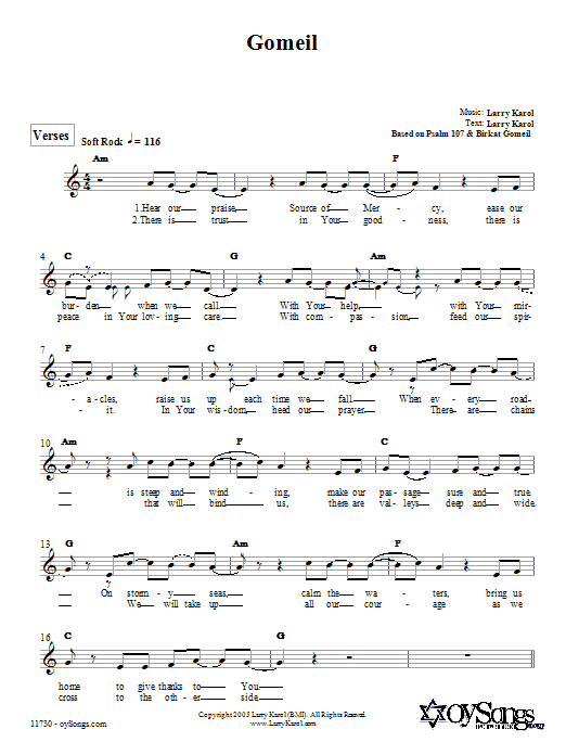 Larry Karol Gomeil sheet music notes and chords arranged for Lead Sheet / Fake Book