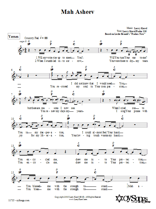Larry Karol Mah Asheev sheet music notes and chords arranged for Lead Sheet / Fake Book