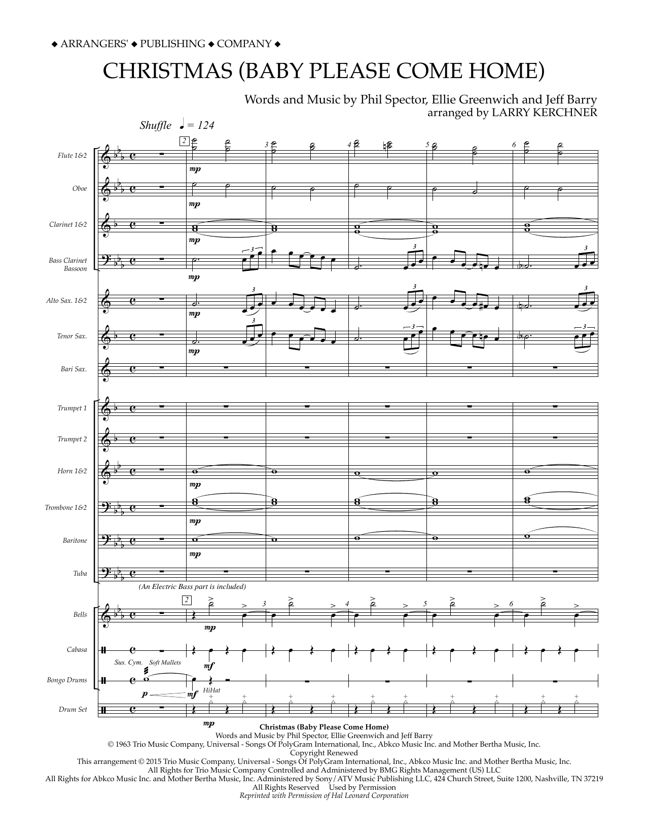 Larry Kerchner Christmas (Baby Please Come Home) - Conductor Score (Full Score) sheet music notes and chords arranged for Concert Band
