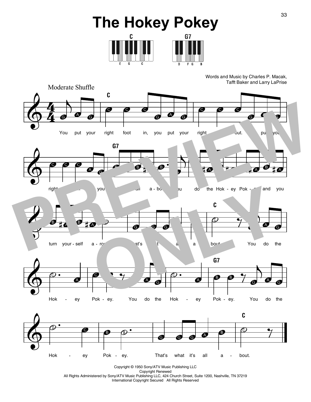 Larry LaPrise The Hokey Pokey sheet music notes and chords arranged for Super Easy Piano
