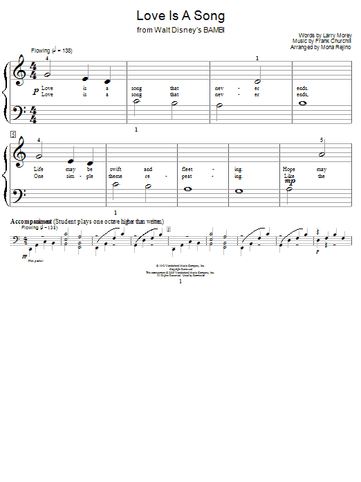 Larry Morey Love Is A Song sheet music notes and chords arranged for Piano, Vocal & Guitar Chords (Right-Hand Melody)