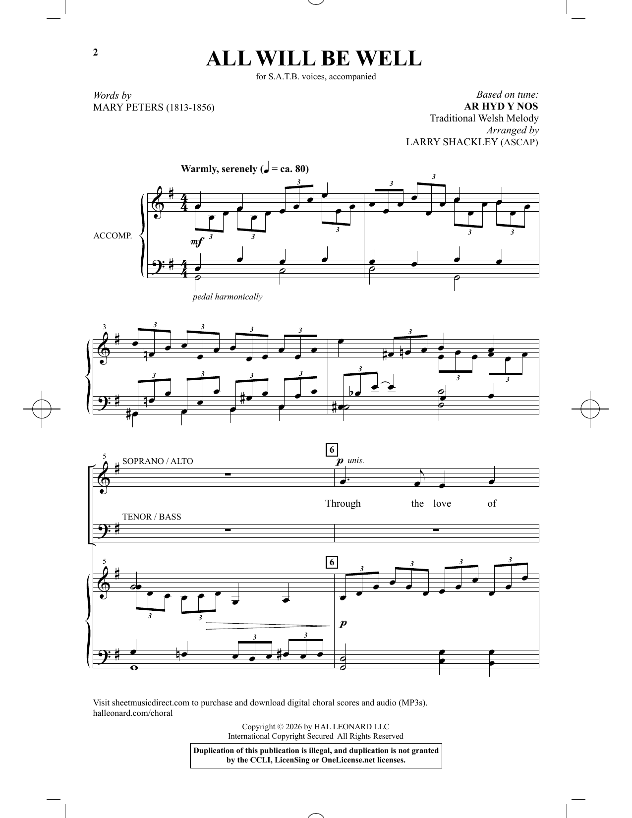 Larry Shackley All Will Be Well sheet music notes and chords arranged for SATB Choir
