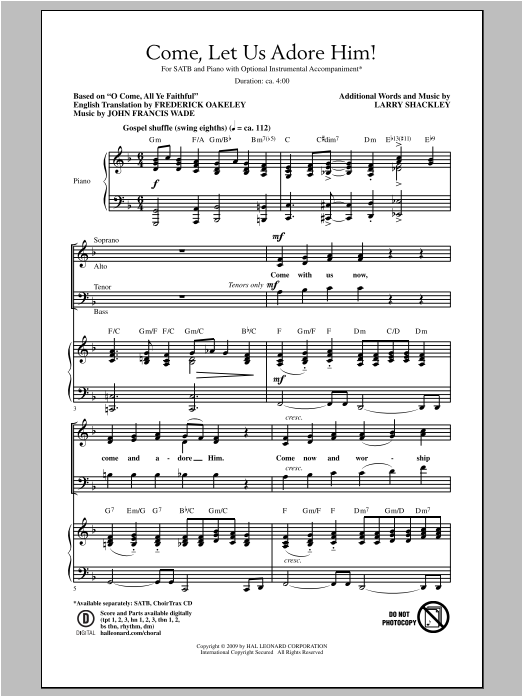 Larry Shackley Come, Let Us Adore Him! sheet music notes and chords arranged for SATB Choir